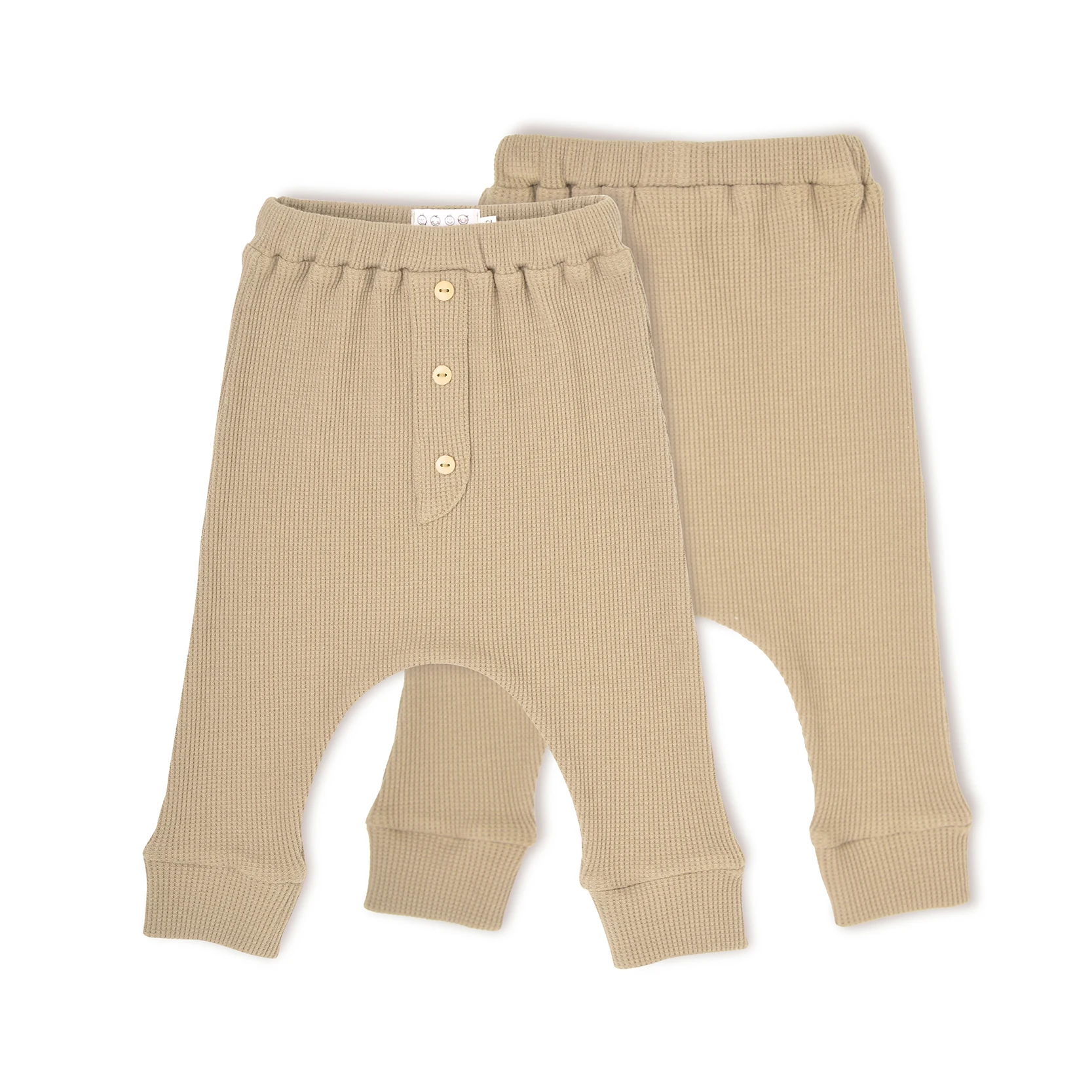 Детские шаровары из вафельного хлопка, с деревянными пуговицами