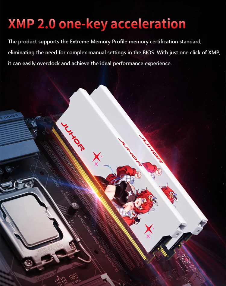 JUHOR 3600MHz DDR4 32GB/16GB*2 RAM 1.2V/1.35V 3-Year Warranty for