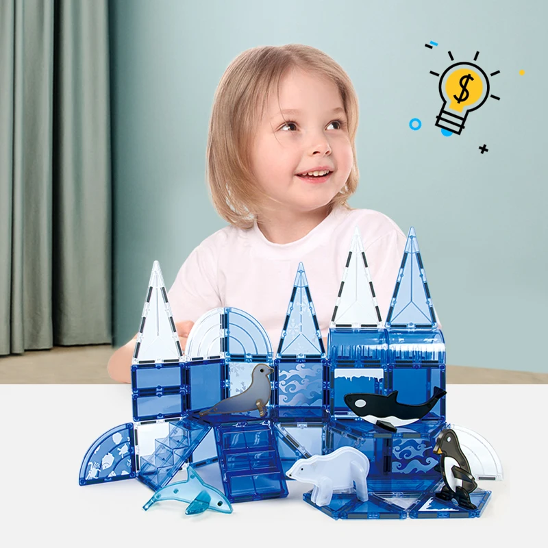 Magnetic Tiles Building Blocks Set for Boys Girls Preschool Educational Magna Construction Kit Magnet Stacking STEM Toys
