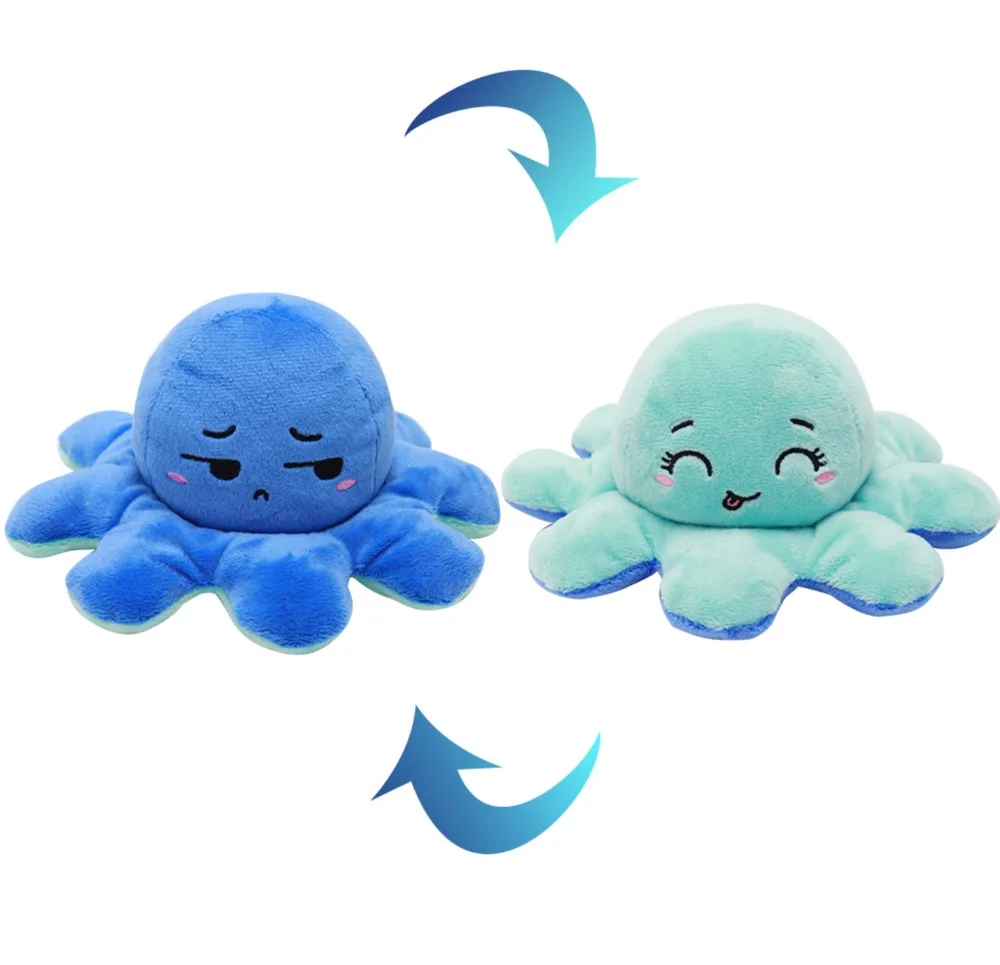 
Custom Good Quality New Double-Sided Cute Flip Reversible Reversive Octopus Plush Toy 
