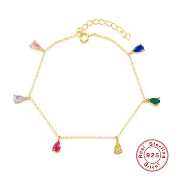 Color zircon charm bracelet Women 18k Gold Plated Jewelry Wholesale 925 Silver Bracelet