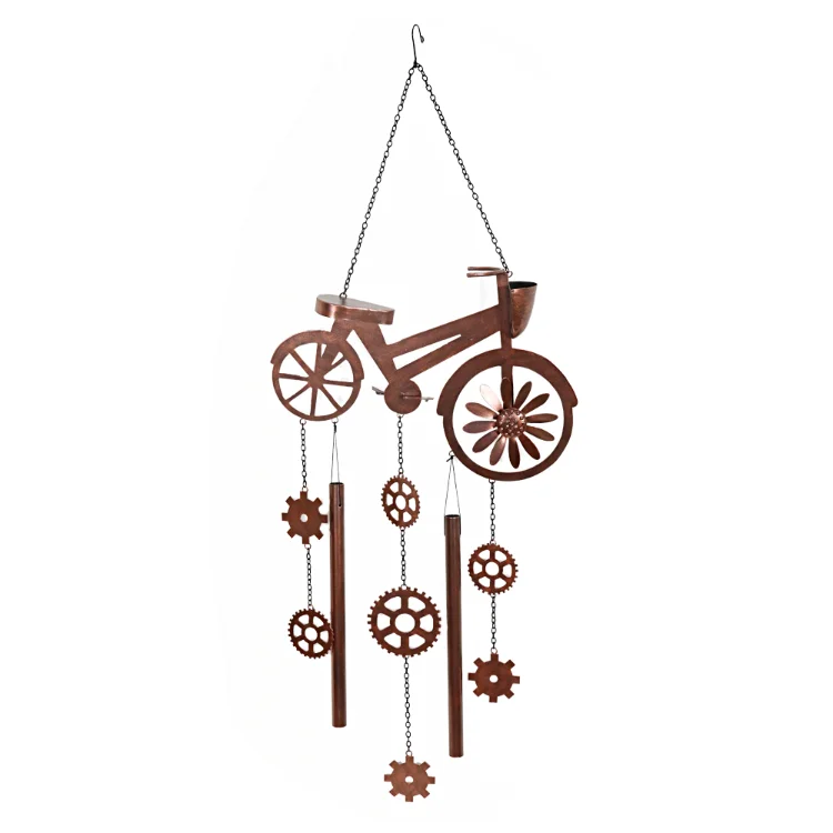 Outdoor3D Rotating Hanging Homes Courtyard Bicycle Shape Spinner Wind Chime