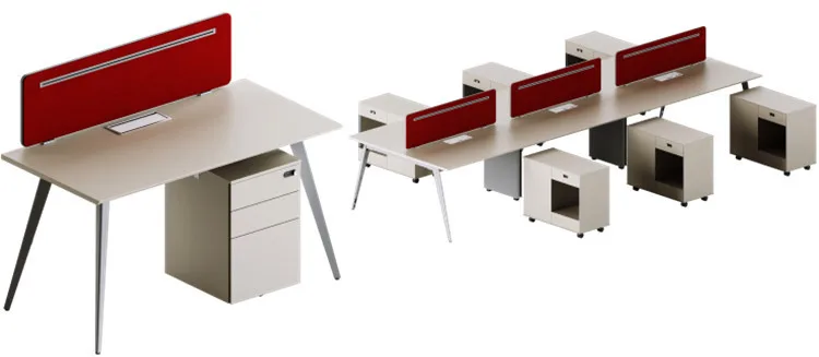 L Shaped MDF Modern Working Office Furniture Desk Staff Workstation For 4 Person Wooden Desk Office Partitions Cubicle