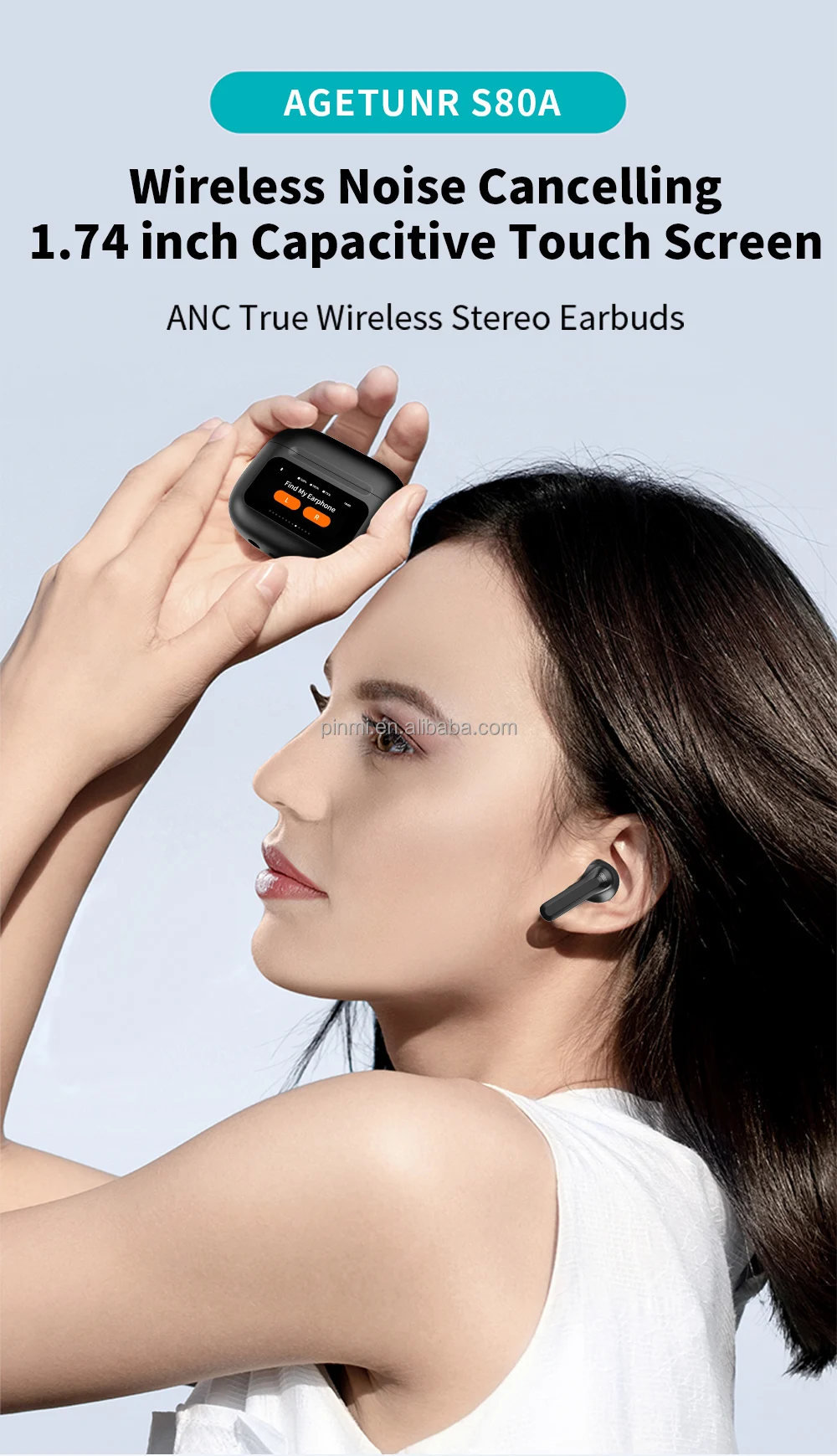 Factory Private JL Chipset ANC+ENC Wireless for 5.4 In-Ear Gaming Earbuds with IPX4 Waterproof and 36h Battery Life