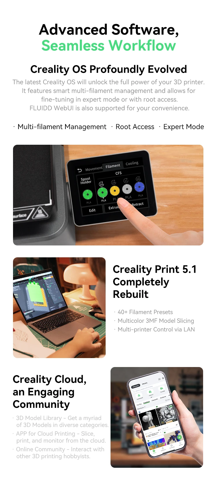 New Creality Hi Combo 3D Printer Model Multi-color Desktop 3D Printing With Intelligent CFS Fast Print Speed 500 Mm/s