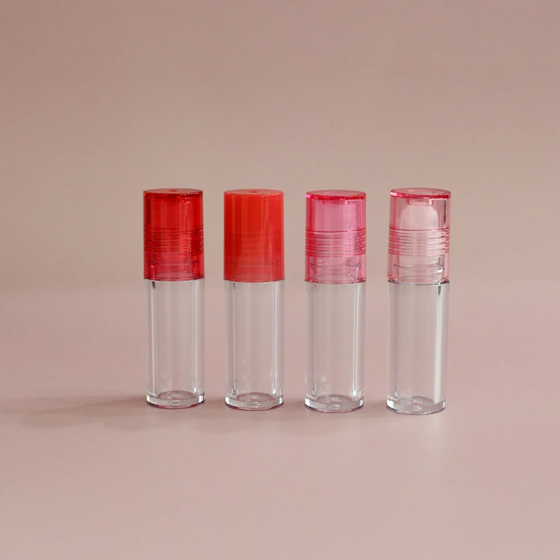 Lipgloss Containers And Packaging Low Moq High Quality Round Clear Pink Top Thick Wall Lip Oil Tube Container Cosmetic Lip Gloss Packaging Roll On Lip Gloss