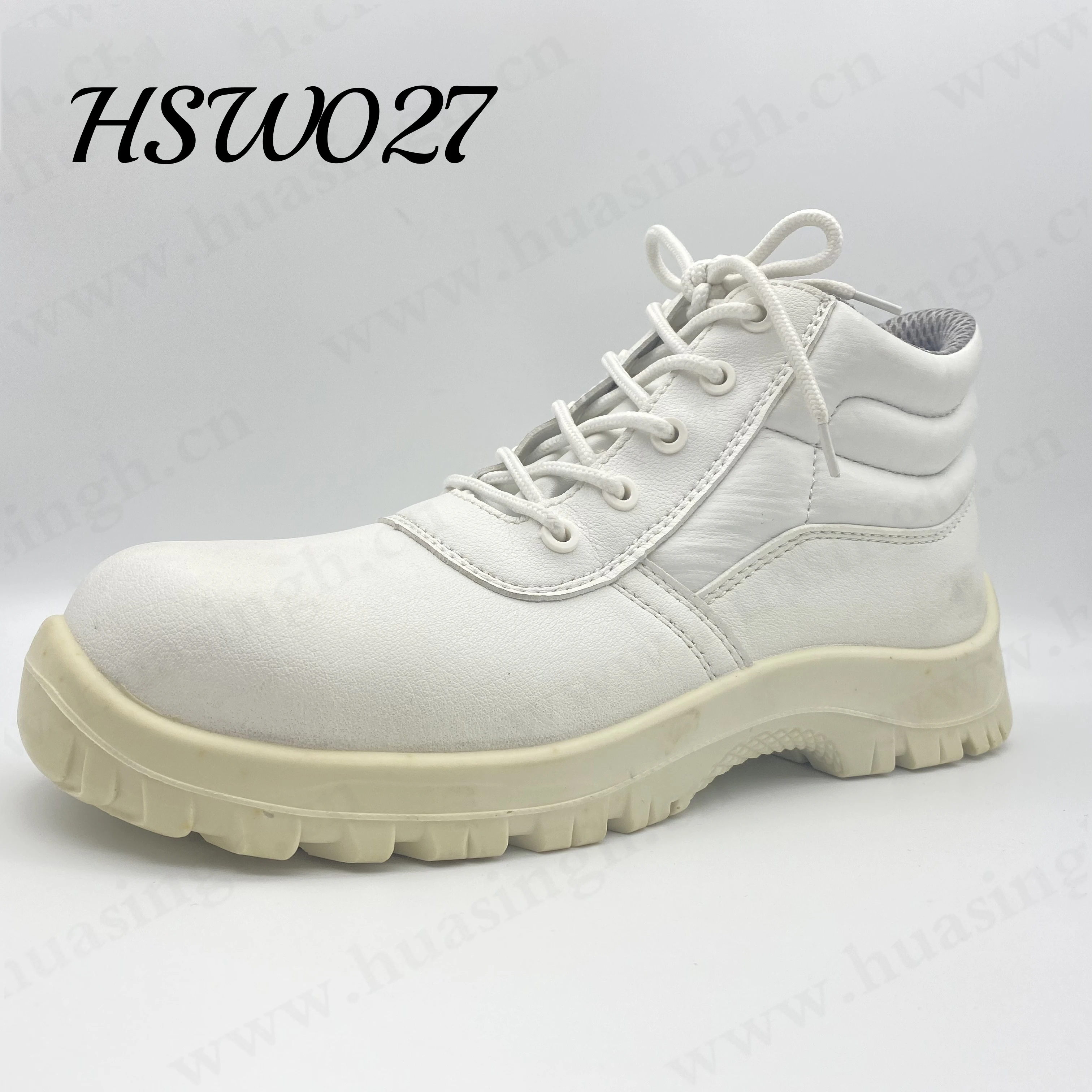 Rwh,mid-cut Smash-proof White Anti-static Work Shoes Acid&alkali Resistant PU/PU Injection Outsole Safety Boots HSW027