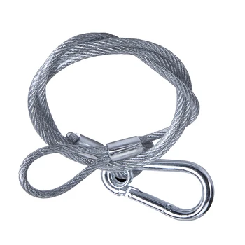 silver 5mm Steel truss safety Cables with Electroplated carabiner for Stage Lighting truss safety rope cable
