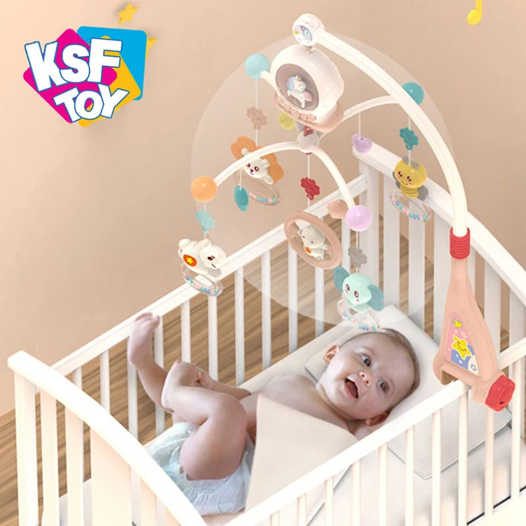 Поворотный музыкальный мобиль для детской кроватки с единорогом подвесной Колокольчик игрушка