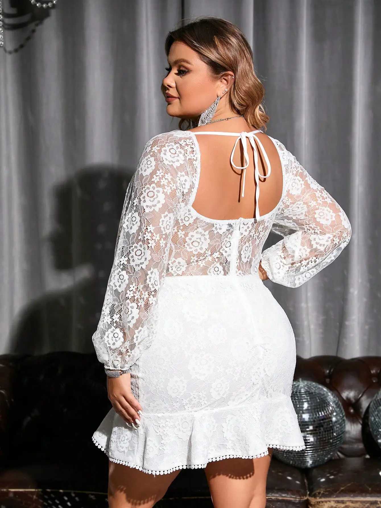 A-line Sweethart Neck Dress with Train Ivory Plus Size