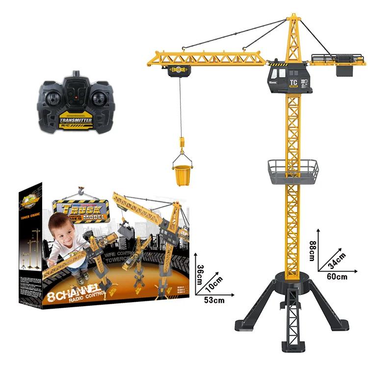 Huiye 8 Channels Rc 88cm Tower Crane 2.4ghz Rc Tractor Digging