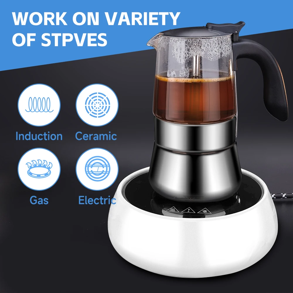 304 Stainless Steel Induction Clear Borosilicate Glass Coffee Maker ...