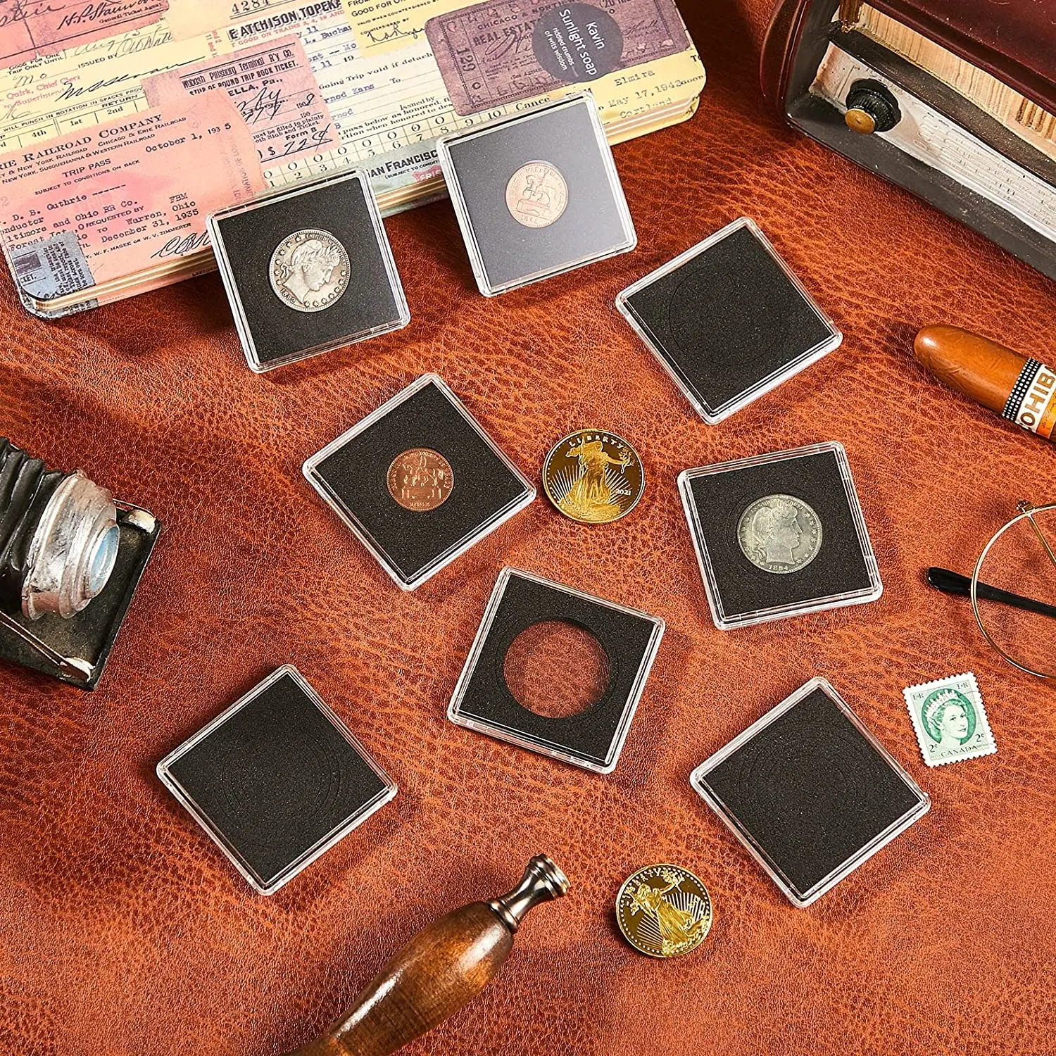 실버 달러 코인 홀더, 2 X 2 하프 달러 코인 홀더 캡슐 스냅 플라스틱 코인 케이스 수집 용품 달러