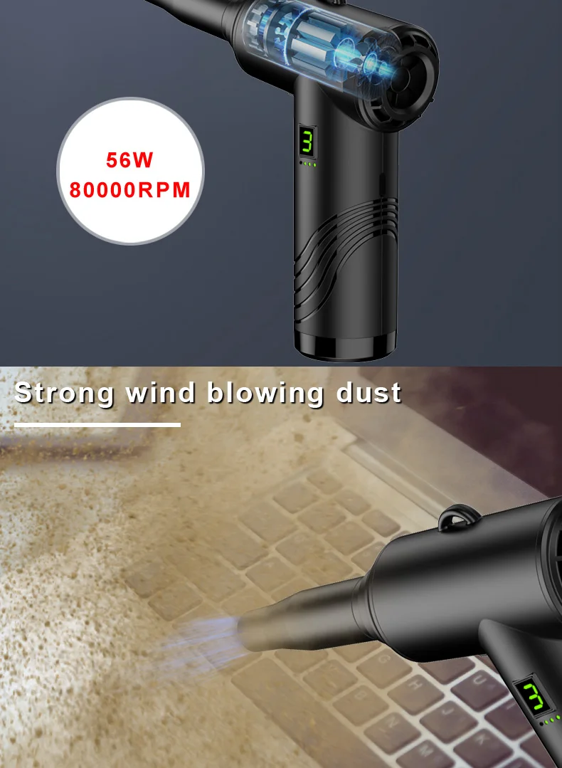Factory Direct Private Label Brushless Ac Air Duster With Cord 120000 Rpm Air Duster With 500w Car Vacuum and Air Duster