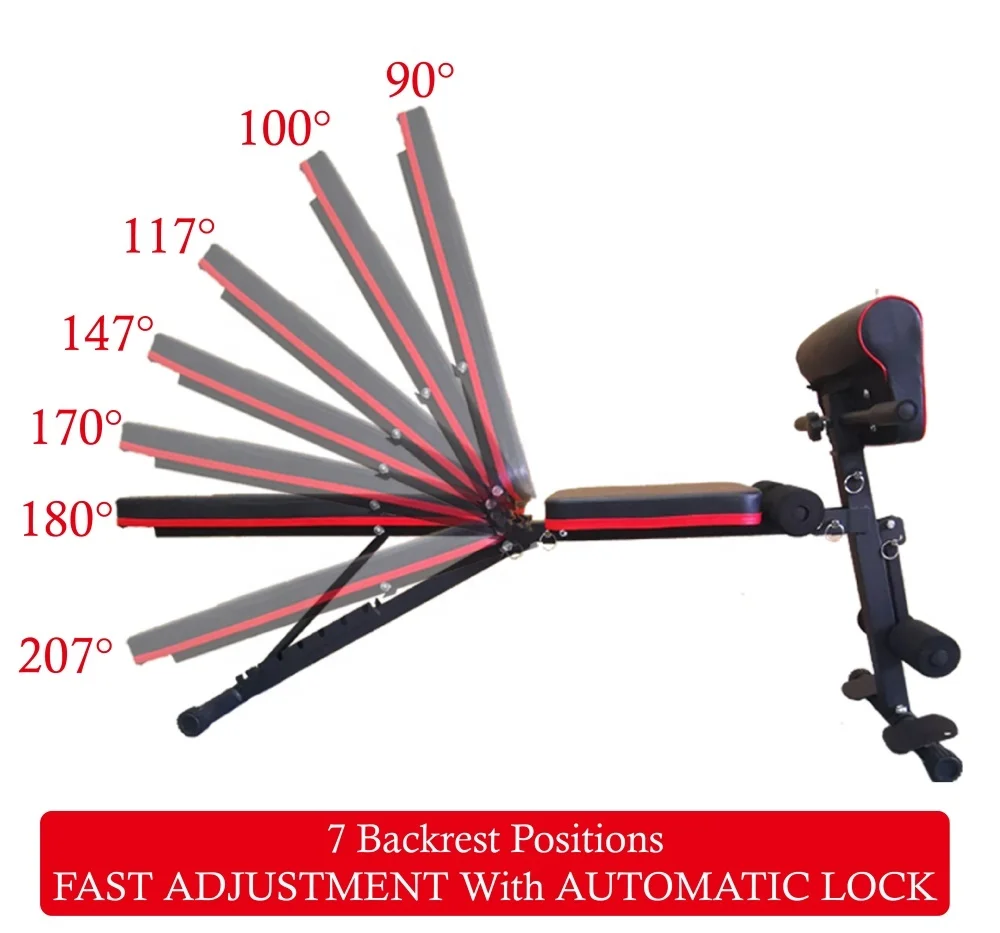 Домашнее оборудование для фитнеса тренажерного зала Складная регулируемая многофункциональная весовая скамья тренировок с изгибом ног