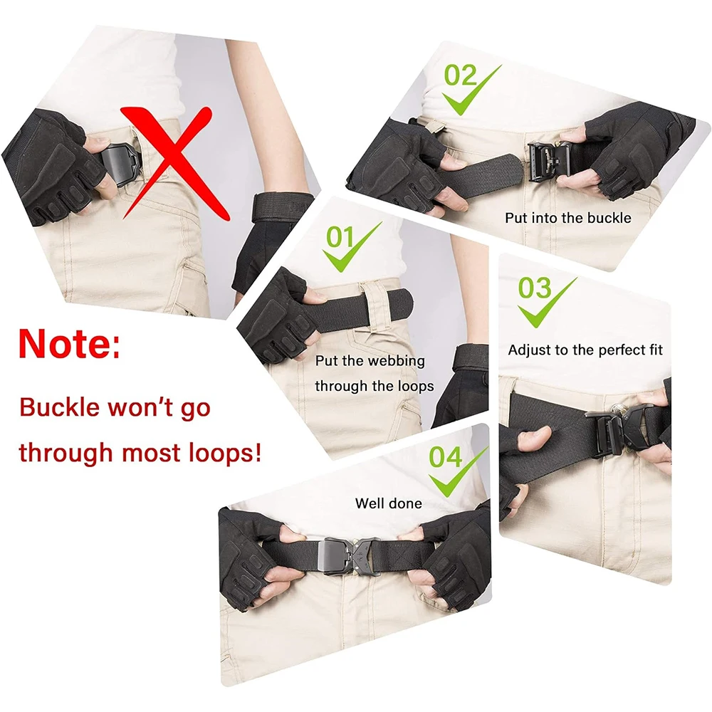 Training Quick Release Tactical Belt Work Nylon Web Hiking Belt with Heavy Duty Seat Buckle Tactical Belts