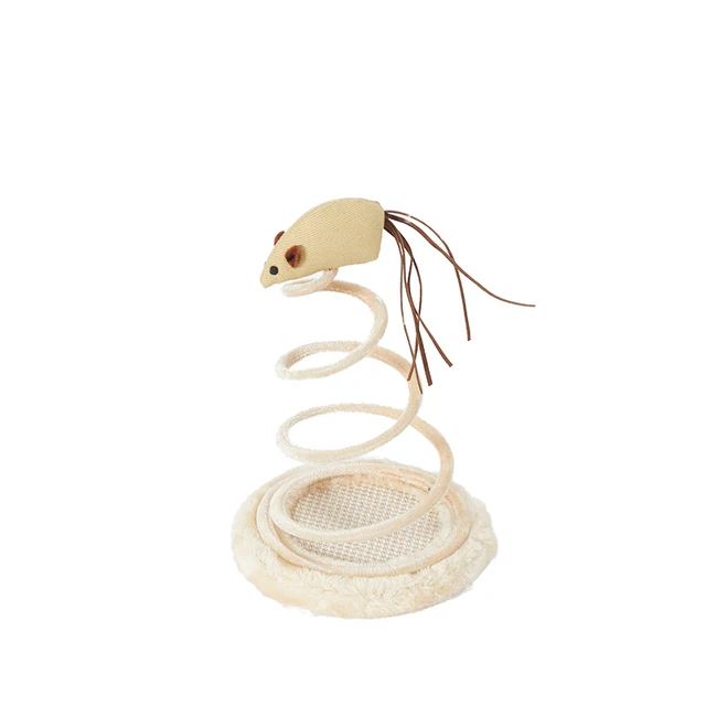 Factory creative revolving cat spring revolving toy with plush mouse fish ball pet cat interactive toy pet supplies
