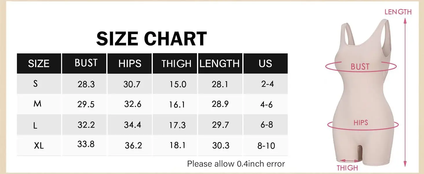 HKRXEC Tank-Style Mid-Thigh Full-Body Shaping Bodysuit