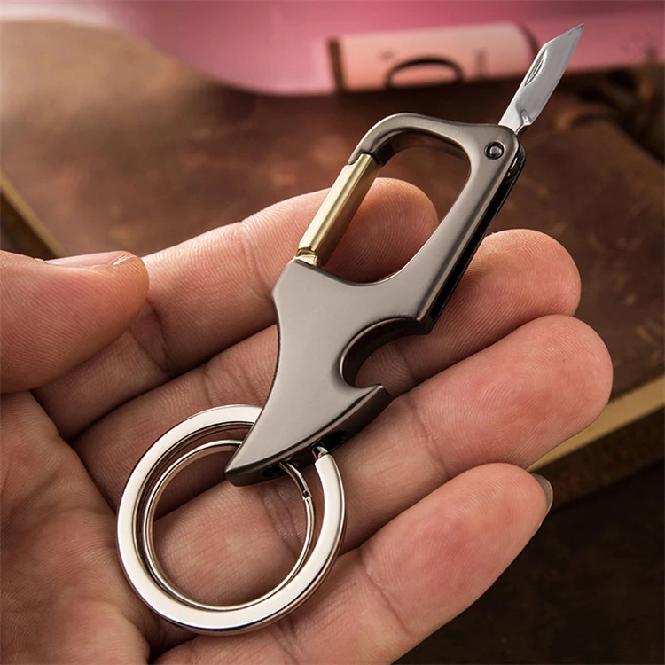 Wedding Silver Gun Color Customize Logo Promotion Gift Metal Beer Bottle Opener Keychain with Mini Knife