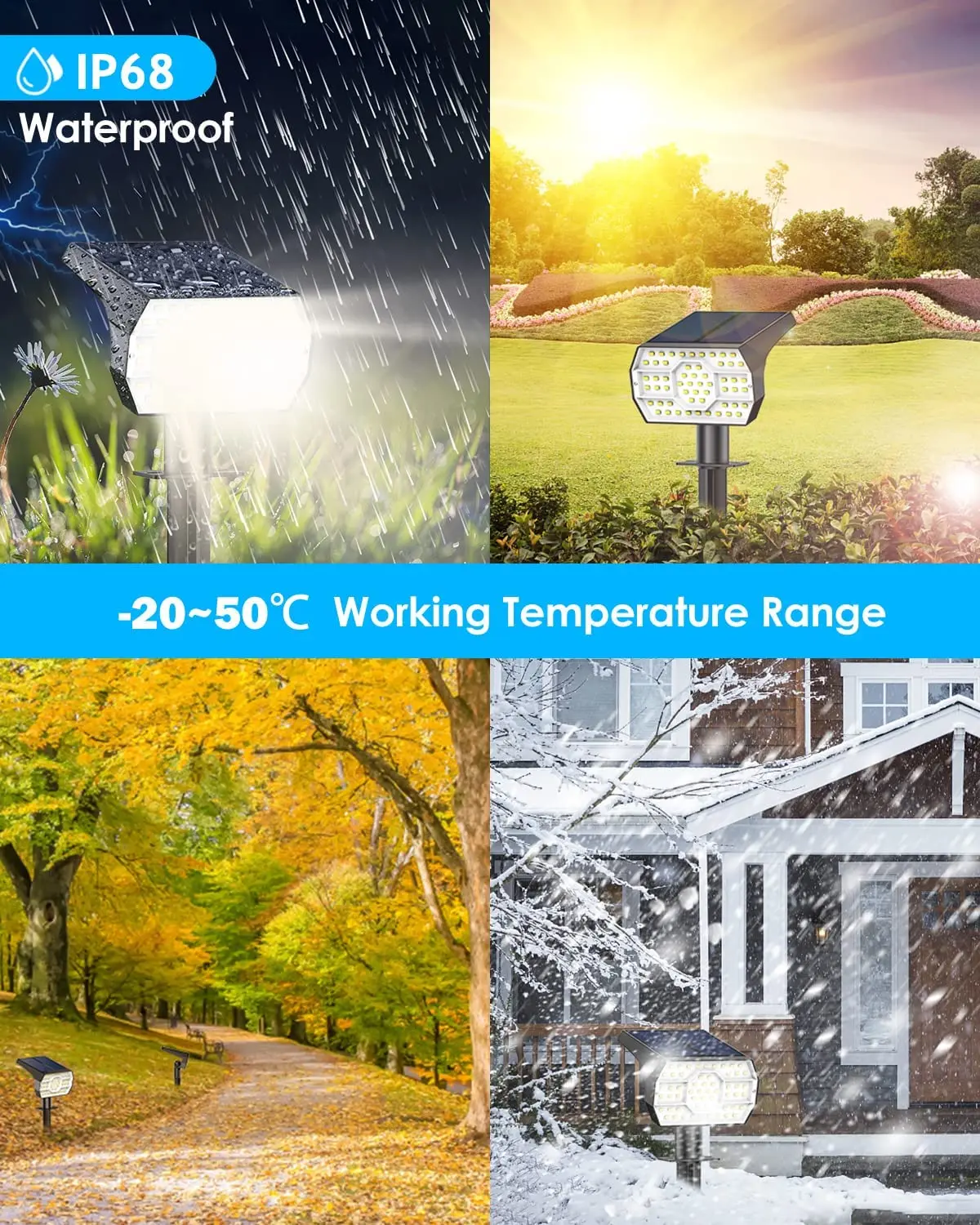 Solar Powered Led Landscape Lights Dusk To Dawn Pathway Spot Lights