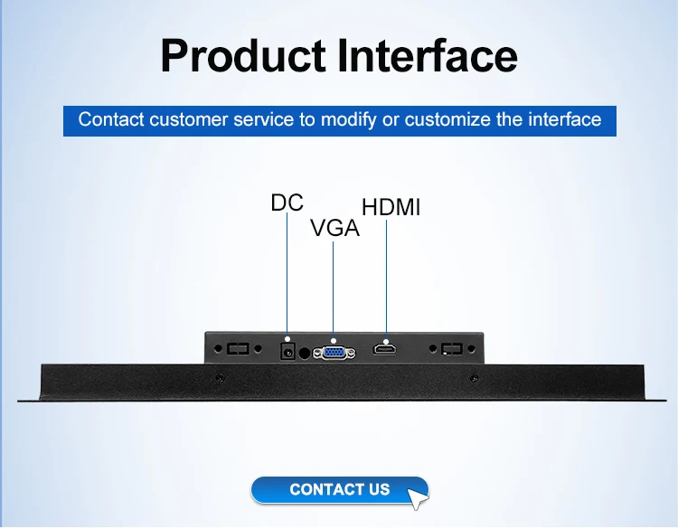15.6 Inch IPS 1366*768/1920*1080 VGA Resistive Touch Screen Metal Case TFT Embedded OEM ODM Industrial LCD Monitor