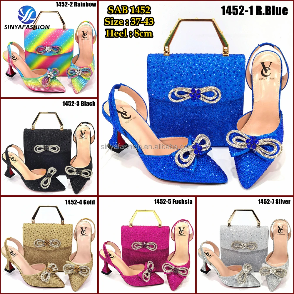 Borse e scarpe firmate di lusso Set di scarpe da donna per feste scarpette  con pietra da abbinare alla borsa con pietre per l'occasione di nozze