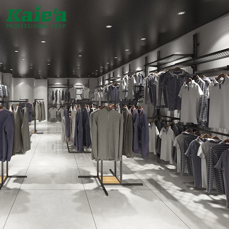 Apparel Display Racks Men Garment Shop Interior Design Menswear Metal Garment Shop Rack
