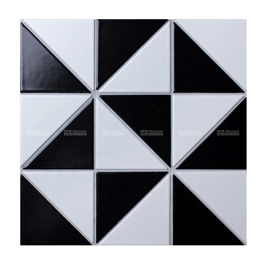 Newest Modern Bathroom Shower Restaurant Kitchen Wall 4 Windmill Pattern Ceramic Matte Black White Geometric Floor Tiles Buy Geometric Tiles