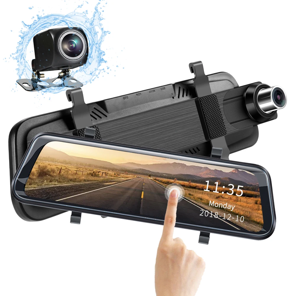 Écran tactile 10' rétroviseur voiture DVR HD 1080P 2 caméra Dash Cam caméra Dashcam  avant et arrière double objectif Pour la caméra de rétroviseur arrière de  voitures - Chine Caméra de rétroviseur