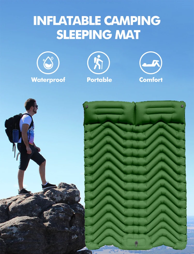 Kinggear Camping Pad 2 Person With Pillow Builtin Foot Pump Inflatable