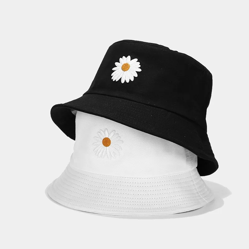 Topi Bucket Bunga Aster Putih Lucu 