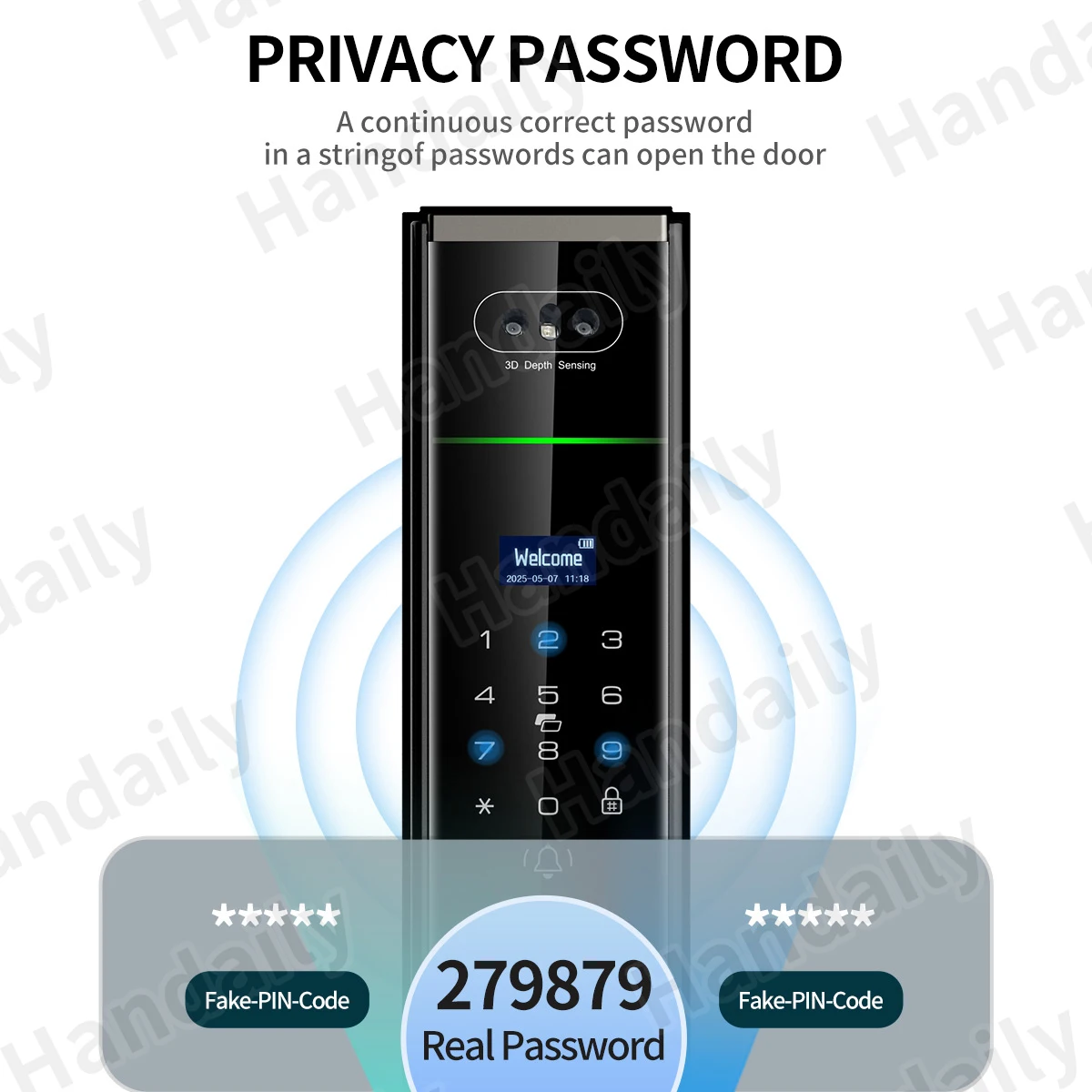 Handaily Video Intercom Tuya Palm Vein Smart Door Lock  Smart Door Lock Fingerprint Password Cerraduras for Main Gate P70