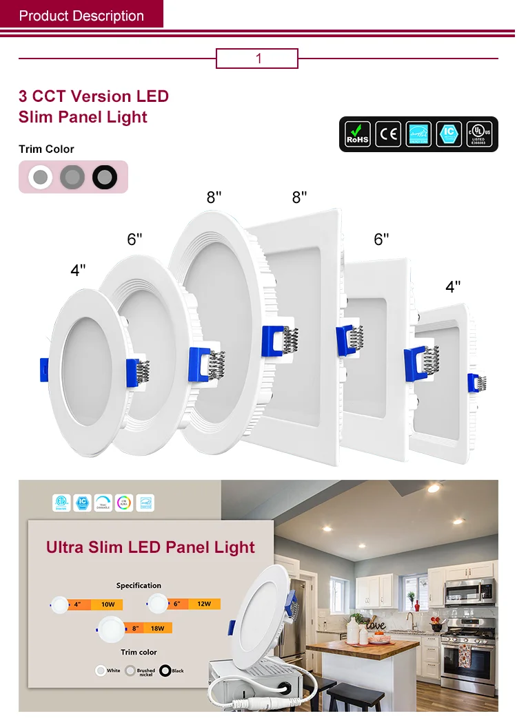 Indoor Commercial grade quality Slim LED Light Round Panel Light Die Cast Led Therapy Panel Light