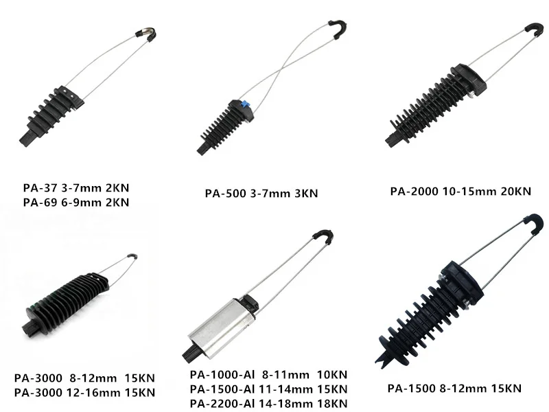 Hot Sale FTTH Type Flat Outdoor High Strength ftth Fiber optic Anchor Suspension Clamp for ADSS drop Cable