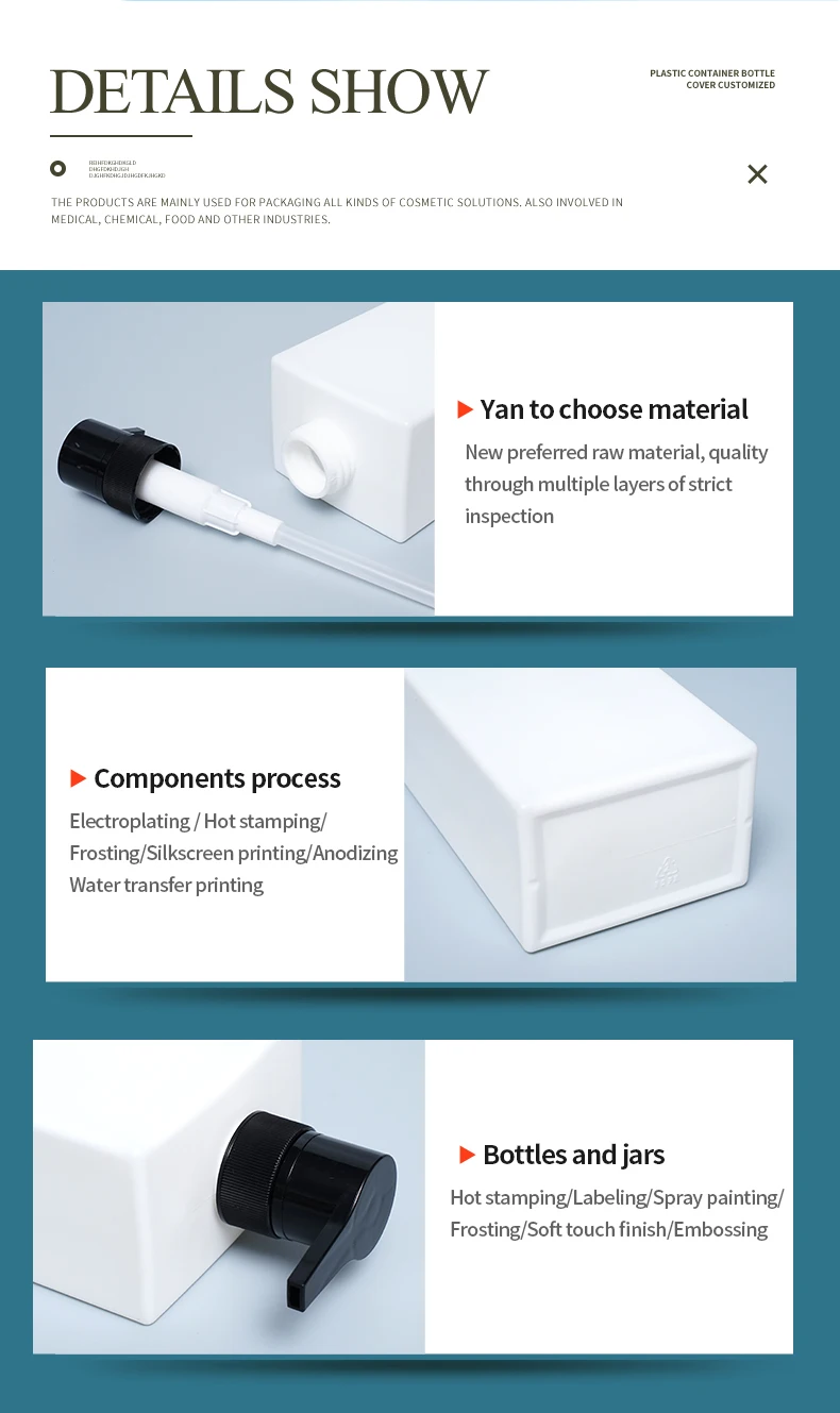 Large Capacity 500ml 750ml 1000ml Shanpoo Shower Gel Plastic square Bottles Custom