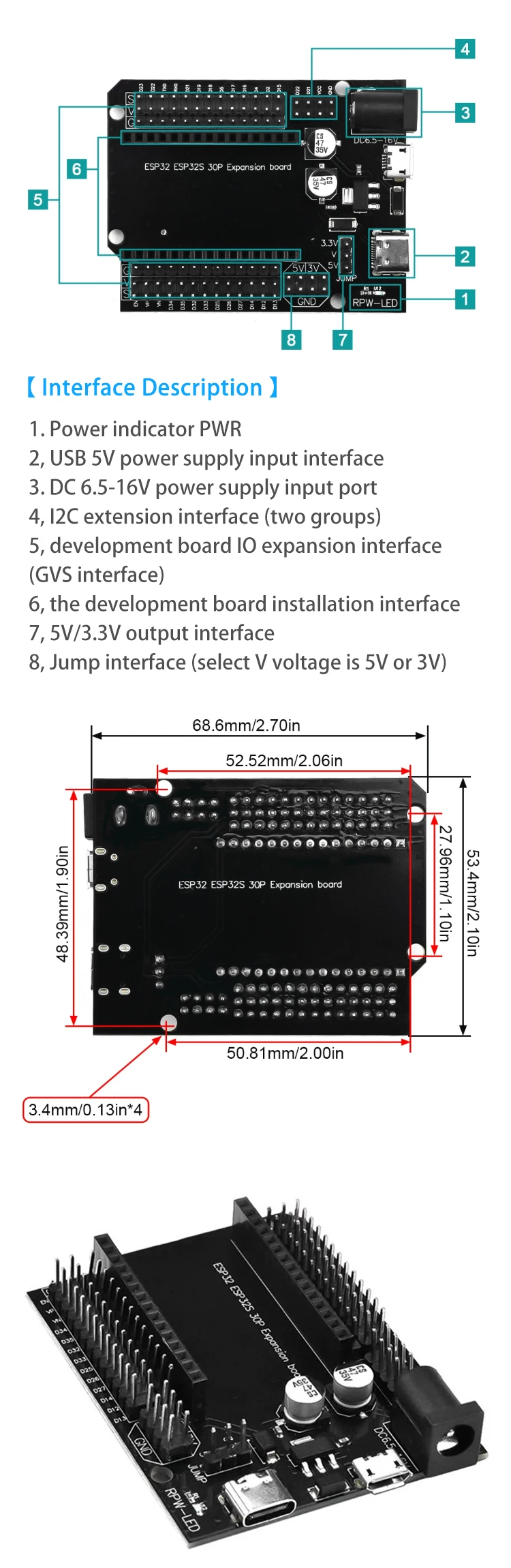 Esp32 Expansion Board Esp32 30p Devkit V1 Power Module Esp32s 