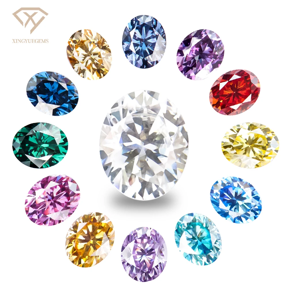 Wholesale Certified Colorful Oval Cut Loose Stone Mossanite Moissanite Diamond High VVS Quality High-end Jewelry Customization