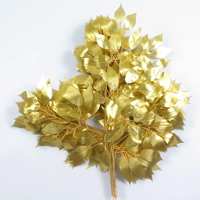 Большой большой золотой лист желая фикус завод Искусственный Поддельный Золотой баньян дерево