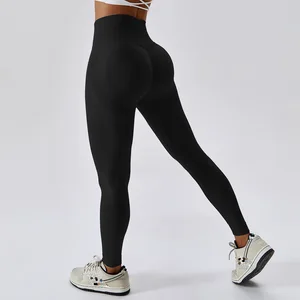 Women Hot Sale Factory Stretch Compression Yoga Workout Leggings Push up Butt Lift Scrunch Peachy Yoga Pants