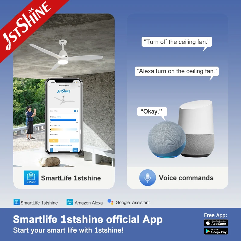 1stshine светодиодный потолочный вентилятор пластиковый Медный двигатель постоянного тока дистанционный со светодиодной подсветкой