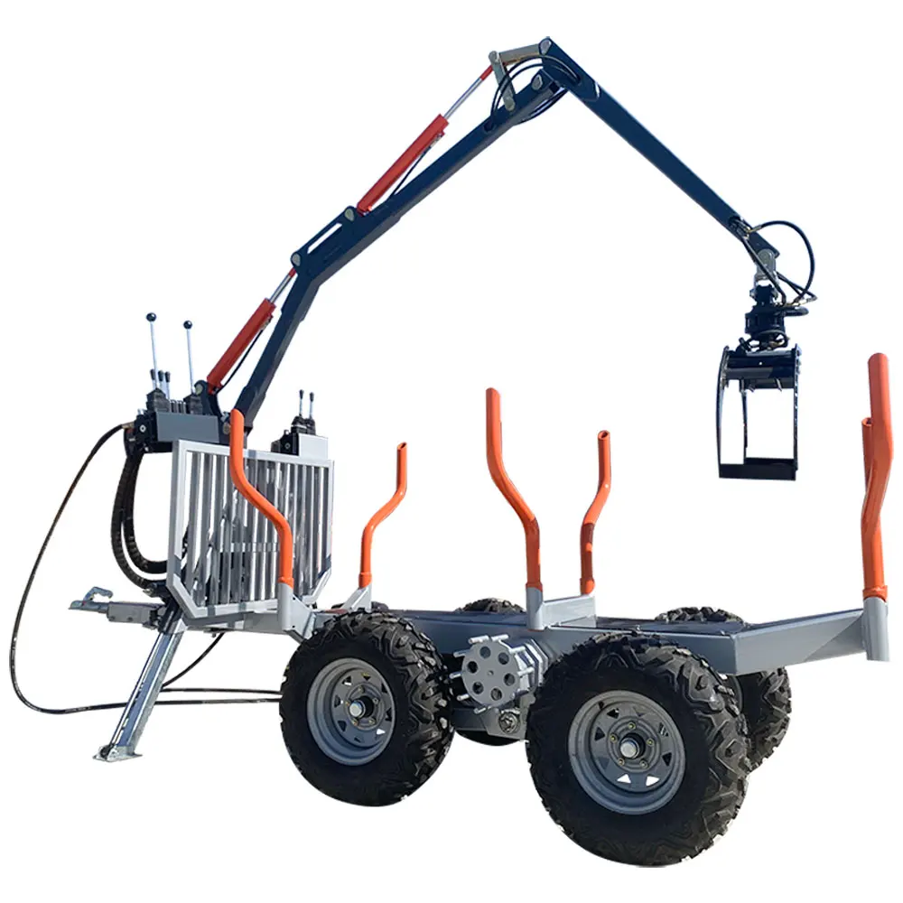 ATV Log Loading Machine Timber Trailer With Crane Hydraulic Forestry Crane