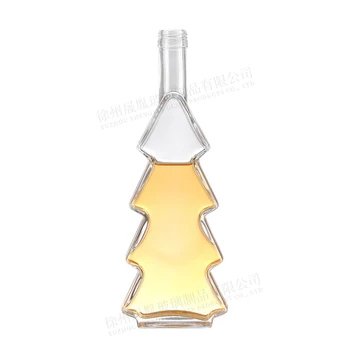 Wholesale customized tree shaped glass 700ml  water  bottle for alcoholic beverages