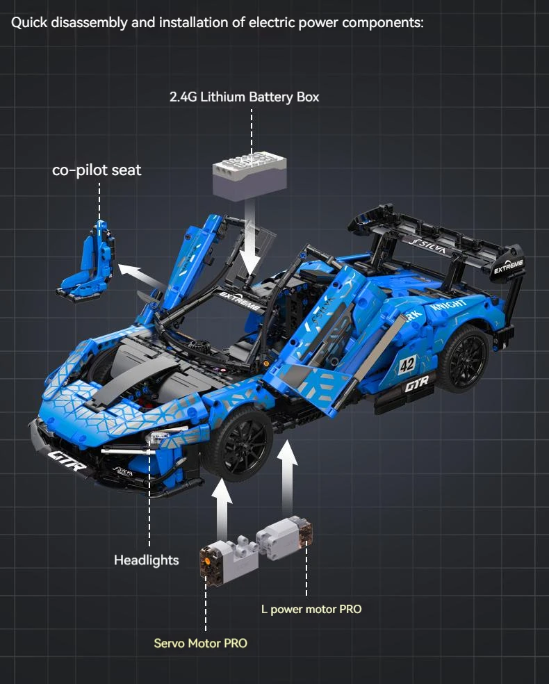 Cada C63003 Night Knight Gtr Build Car Model Building Block Car Set New