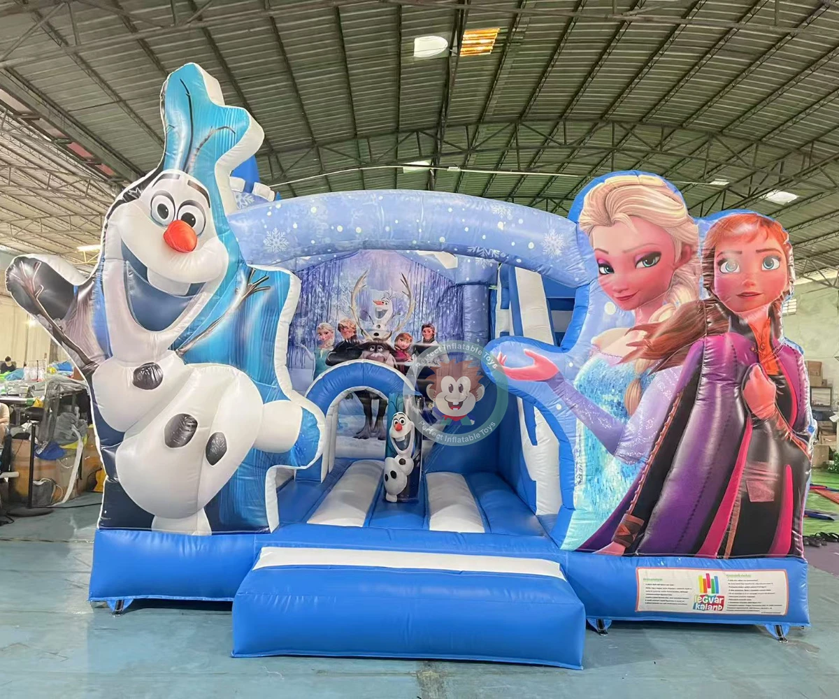 Frozen Princess Elsa Inflatable Bounce Blue Inflatable Bouncing Castle Moon  Bounce Park with Slide