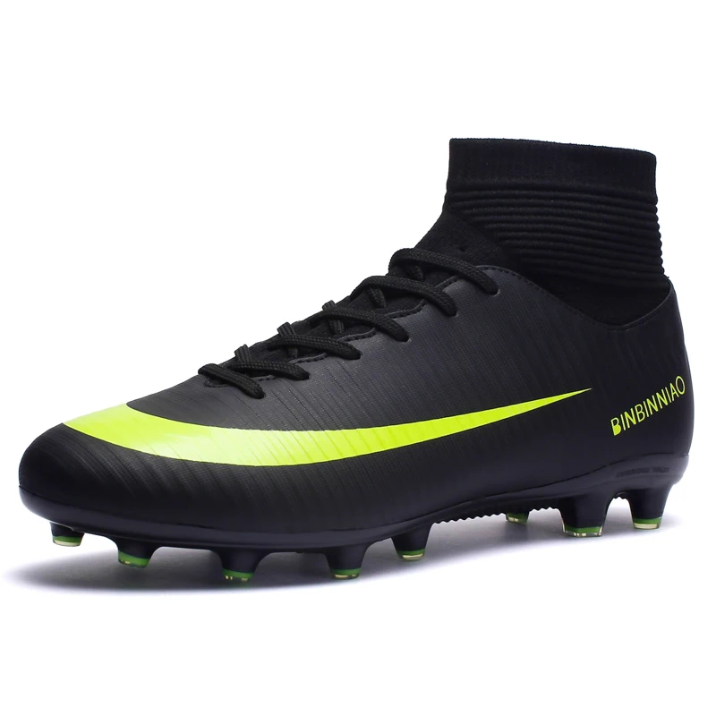 Football Shoes High Mid-Top Lace up Soccer Futsal Shoes Football Boots AG FG HG TF PU Leather Team Sports Boy's Men's Women's