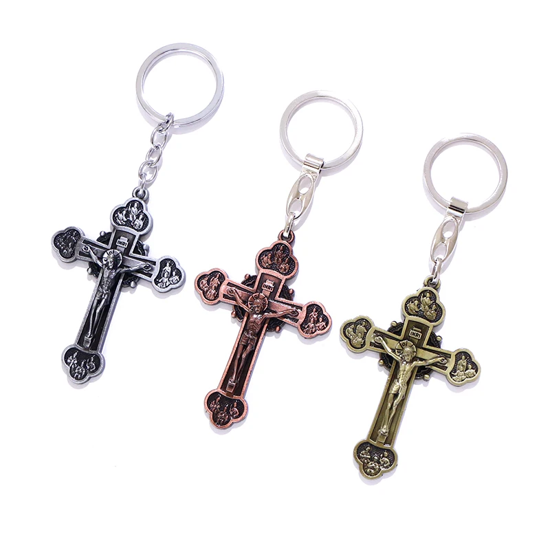 イエスエクソシスト十字架キーチェーン｜金属製｜手作りの贈り物
