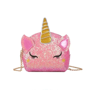 Trendy handbags For Girls cartoon unicorn bag styling sequin shoulder Messenger bag