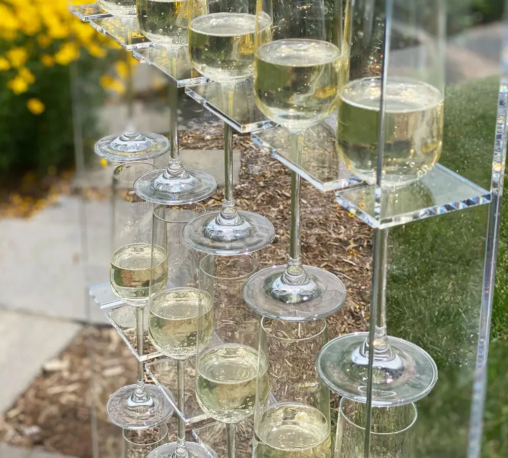 Clear Acrylic Prosecco Wine Glass Display Stand for Weddings