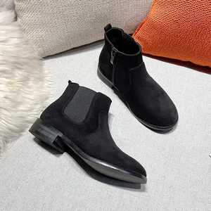 2023 Fashion Ankle Low-heeled Suede Plaid Pattern Boots for Kids Girls Autumn/Winter