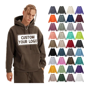 OEM ODM Custom Men's100% Cotton 500gsm Hoodie Puff Printing Chenille Logo Plus Size Oversized Unisex Pullover Hoodies For Men